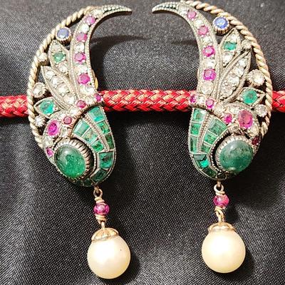 Vintage Estate Jewelry Multi-stone & Pearl Clip on Earrings