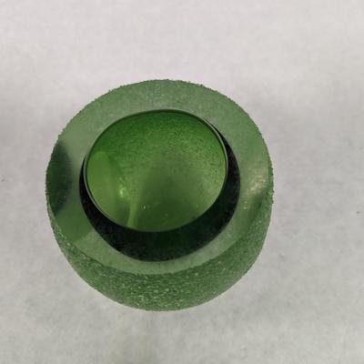 Murano Sommerso Green Glass Bowl Candle Holder