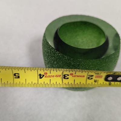 Murano Sommerso Green Glass Bowl Candle Holder