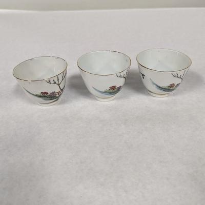 Vintage Hand Painted Porcelain Sake Teacups