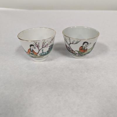 Vintage Hand Painted Porcelain Sake Teacups