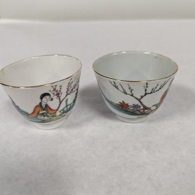 Vintage Hand Painted Porcelain Sake Teacups