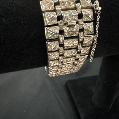 Mid century, beautiful rhinestone bracelet with sterling silver clasp