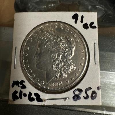 1891 CARSON CITY MORGAN XVF U S COIN SILVER 1$