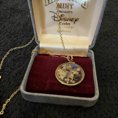 1987 60 YEARS OF MICKEY MOUSE .999 SILVER COIN PENDANT with Necklace