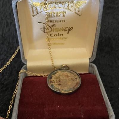 1987 60 YEARS OF MICKEY MOUSE .999 SILVER COIN PENDANT with Necklace