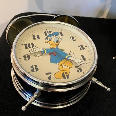 Pair of Lorus Quartz- Walt Disney Alarm Clocks Donald Duck and Mickey Mouse 12”w x 8”h