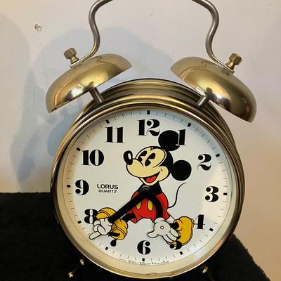 Pair of Lorus Quartz- Walt Disney Alarm Clocks Donald Duck and Mickey Mouse 12”w x 8”h