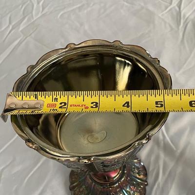 FENTON AMETHYST CARNIVAL GLASS PANELED COMPOTE/CANDY DISH