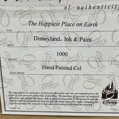Rare Cel Art & Pin Disneyland Diamond Celebration Limited Edition Autographed Disney 60 Year Theme Park Anniversary