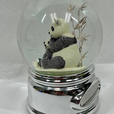 Vintage Panda with Baby Water Snowglobe Musical Decor Danbury