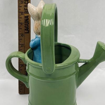 Royal Doulton Beatrix Potter Peter Rabbit inside of green Watering Can