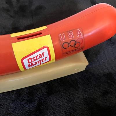 1990 Vintage Oscar Mayer Weiner Mobile Bank Piggy Coin Rolling Clean - NICE