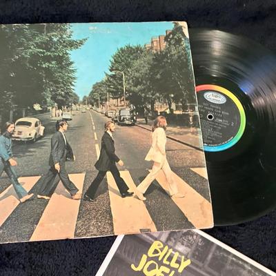 Vintage Classic Rock Vinyl Record Collection with Beatles