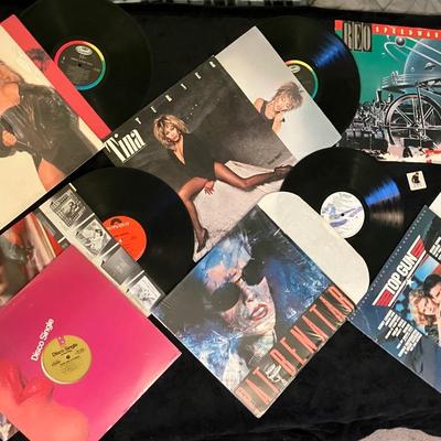 Vintage Rock and Roll Record Album Collection with Top Gun