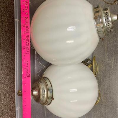 2 lamp lot - Vintage MCM Pair of Glass Swag Lamps