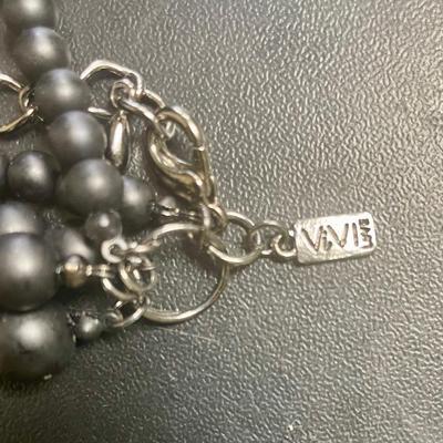 Vintage ViVi Multi Stand Black Plastic Bead Necklace