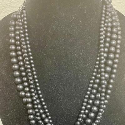 Vintage ViVi Multi Stand Black Plastic Bead Necklace