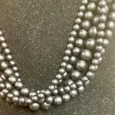 Vintage ViVi Multi Stand Black Plastic Bead Necklace