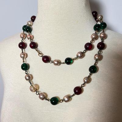 Lot Vintage Necklaces - Miriam Haskell, Aurora Borealis, Glass