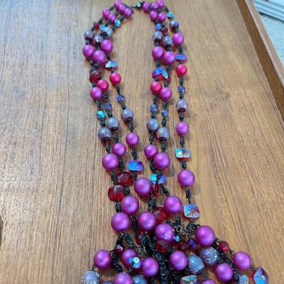 Lot Vintage Necklaces - Miriam Haskell, Aurora Borealis, Glass