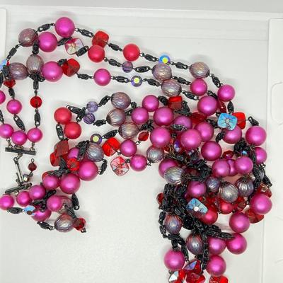 Lot Vintage Necklaces - Miriam Haskell, Aurora Borealis, Glass