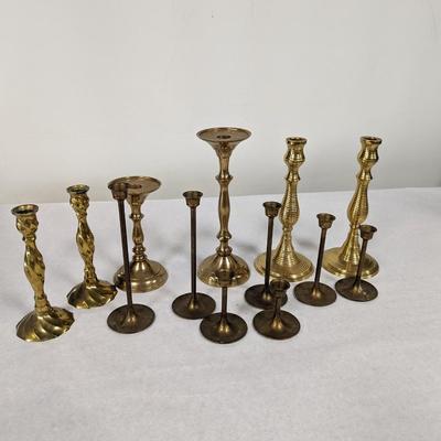 Assortment Of Brass Candle Holders