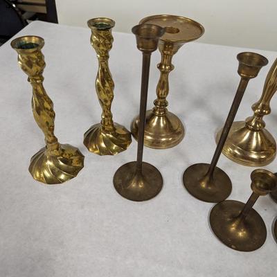 Assortment Of Brass Candle Holders