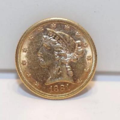 1881 US $5 Liberty Gold Piece AU+