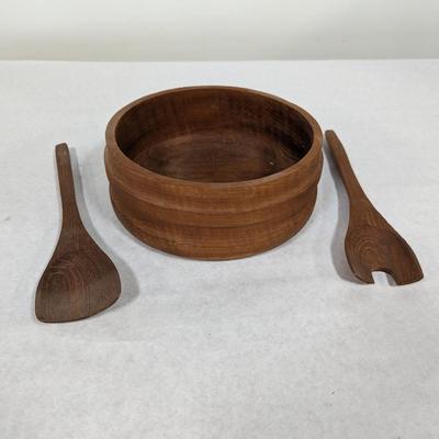 Kalmar Teak Wood Salad Bowl Serving Utensils