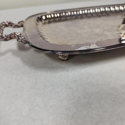 Leonard Silver Plated Claw Footed Serving Tray With Handles