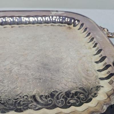 Leonard Silver Plated Claw Footed Serving Tray With Handles