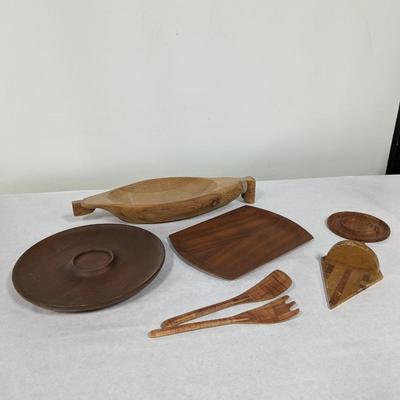 Vintage Wooden Serving Items 1 Is Made In Puerto Rico By Rosario Wood Turning