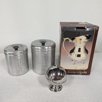 Aluminum Flour & Sugar Containers Silver Plated Water Pitcher