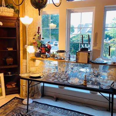 Lot 33: Corner Cabinet, Rug, Glassware & More