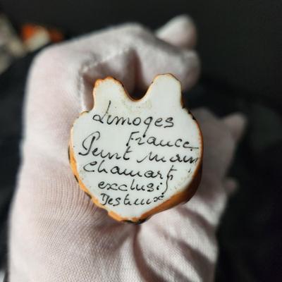 Limoges France Peint Main Porcelain Tiger Trinket box