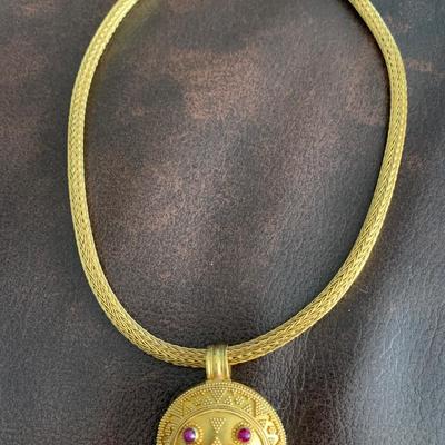 18k Gold Ilias Lalaounis Greek Choker & Pendant