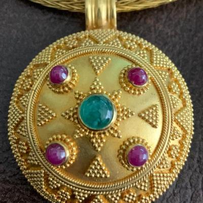 18k Gold Ilias Lalaounis Greek Choker & Pendant