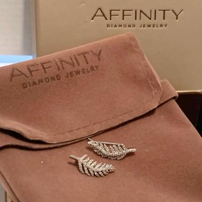Affinity Diamond / Sterling Earrings In Original Box