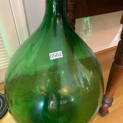 Large Green Blown Glass Container