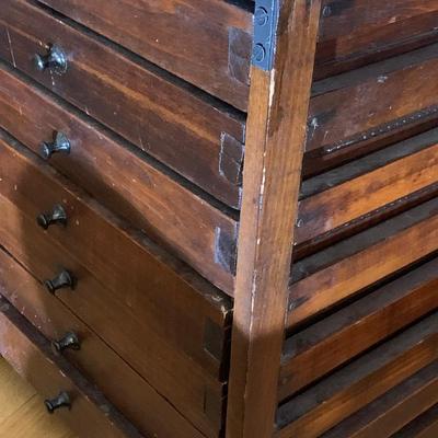 Antique Wood Seven Drawer Container