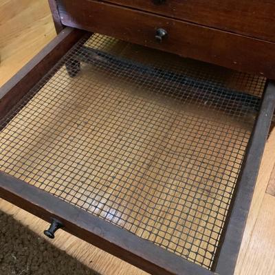 Antique Wood Seven Drawer Container