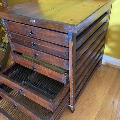 Antique Wood Seven Drawer Container