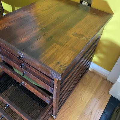 Antique Wood Seven Drawer Container