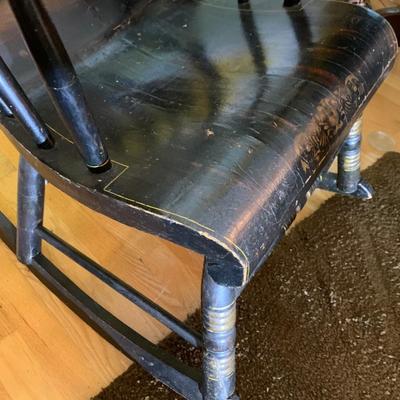 Early Hand Painted Plank Antique Rocker