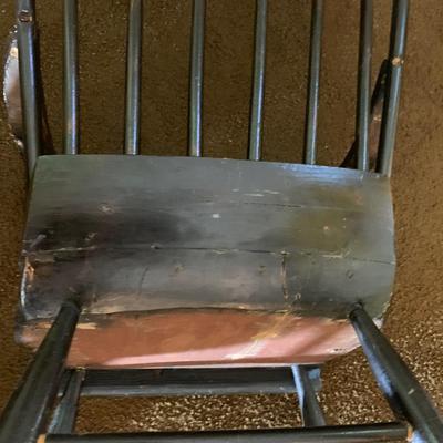 Early Hand Painted Plank Antique Rocker