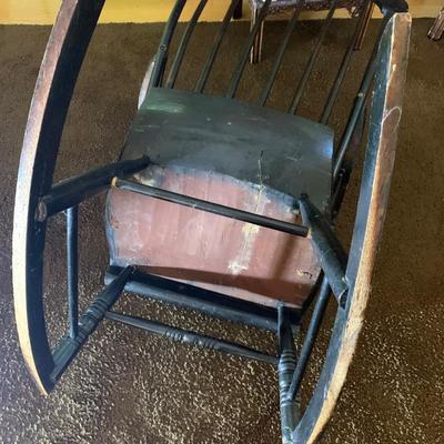 Early Hand Painted Plank Antique Rocker