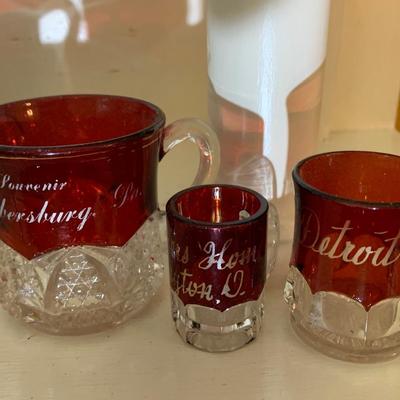 Large Collection of Turn of the Century Ruby Red Glasses