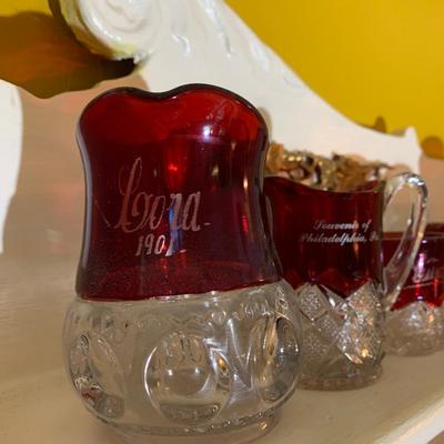 Large Collection of Turn of the Century Ruby Red Glasses