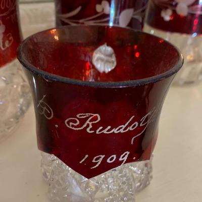 Large Collection of Turn of the Century Ruby Red Glasses